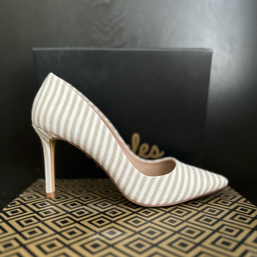 Charles by Charles David Vicky Taupe Striped Heels